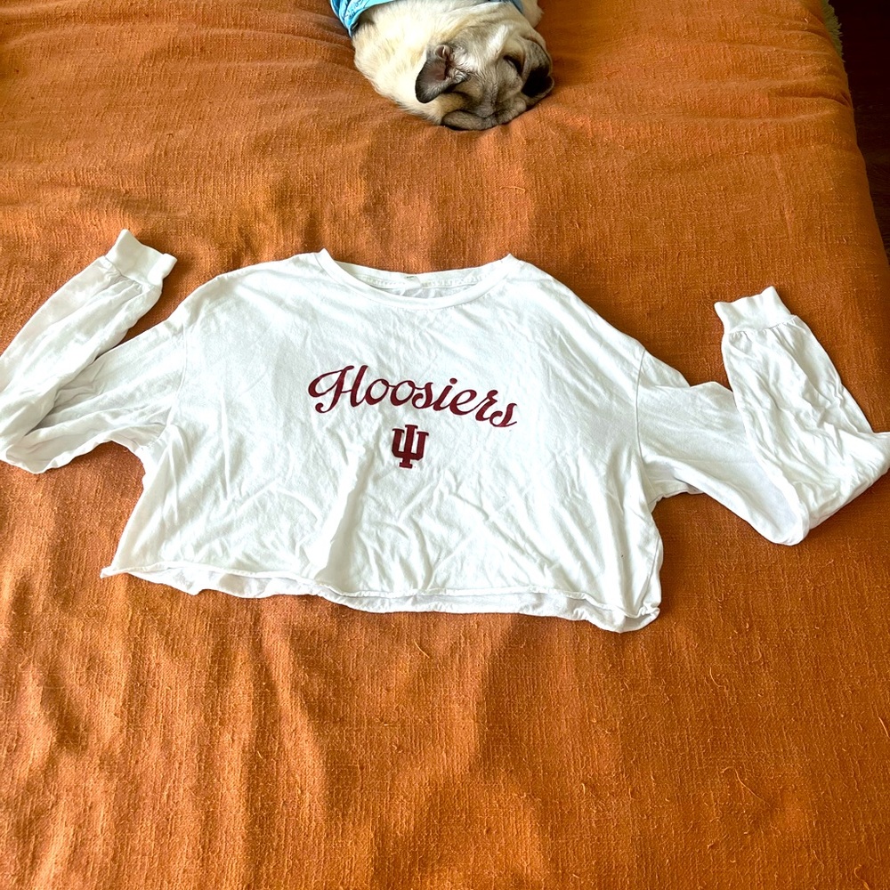 IU Indiana Hoosiers long sleeved crop top
